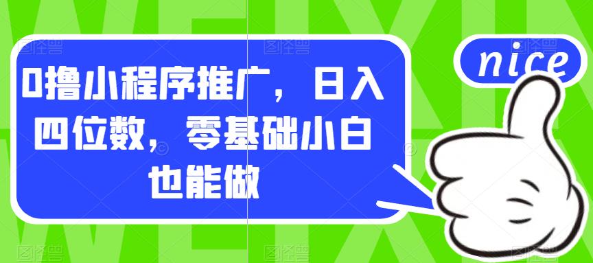 0撸小程序推广，日入四位数，零基础小白也能做【揭秘】-小齐资源库